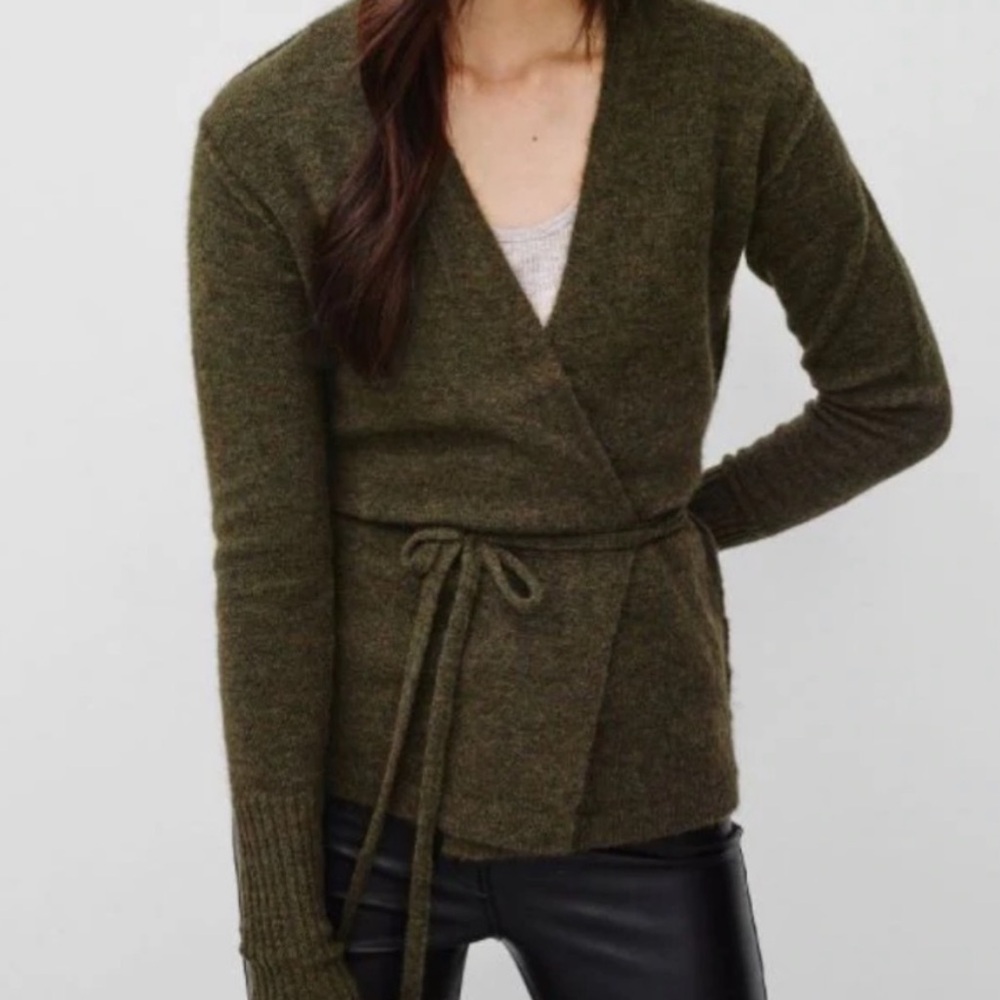 Olive Green Wrap Sweater